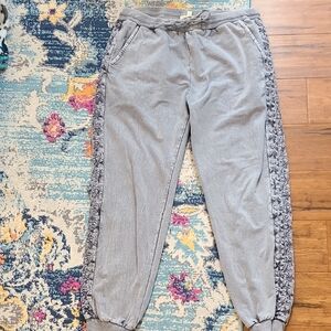 Solitaire Gray Cotton Womens Jogger Pants Size Large